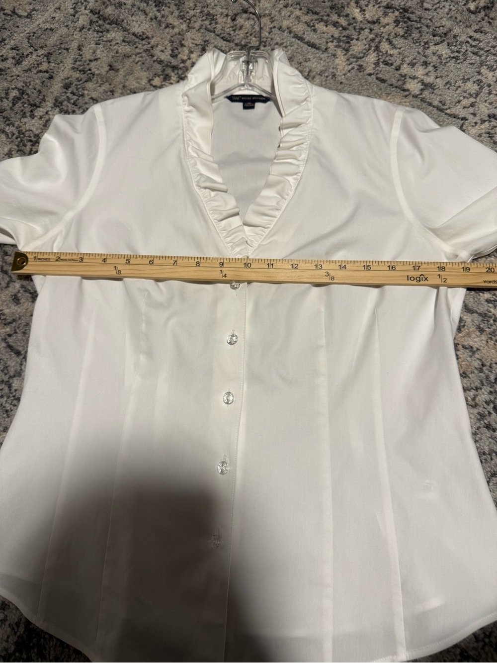 Brooks Brothers 346 White Ruffled Button-Front Blouse - Picture 7 of 10